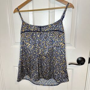New York & Co Floral Satin Babydoll Shelf Unpadded Bra Cami Top Sz M Fairy Boho